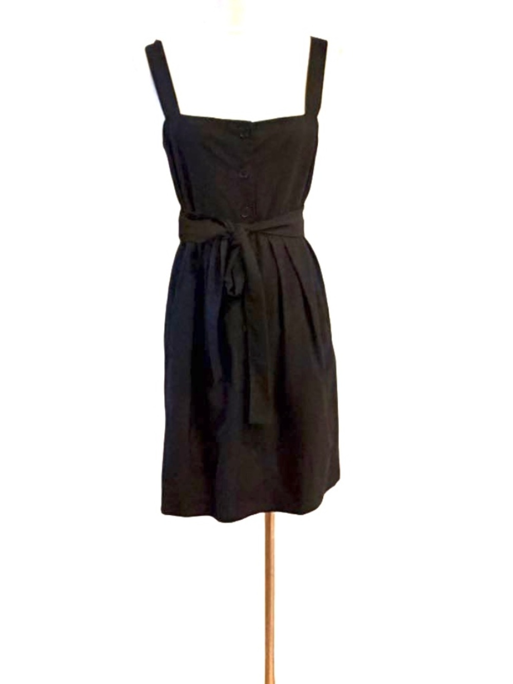 NWOT Theory black button front gabardine square neck belted dress 6 $298